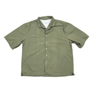 Officine Generale Eren Green Cotton Oversized S/S Button Shirt Mens 2XL